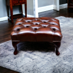 The Roxborough 3,1,1 + Stool Leather Chesterfield Suite
